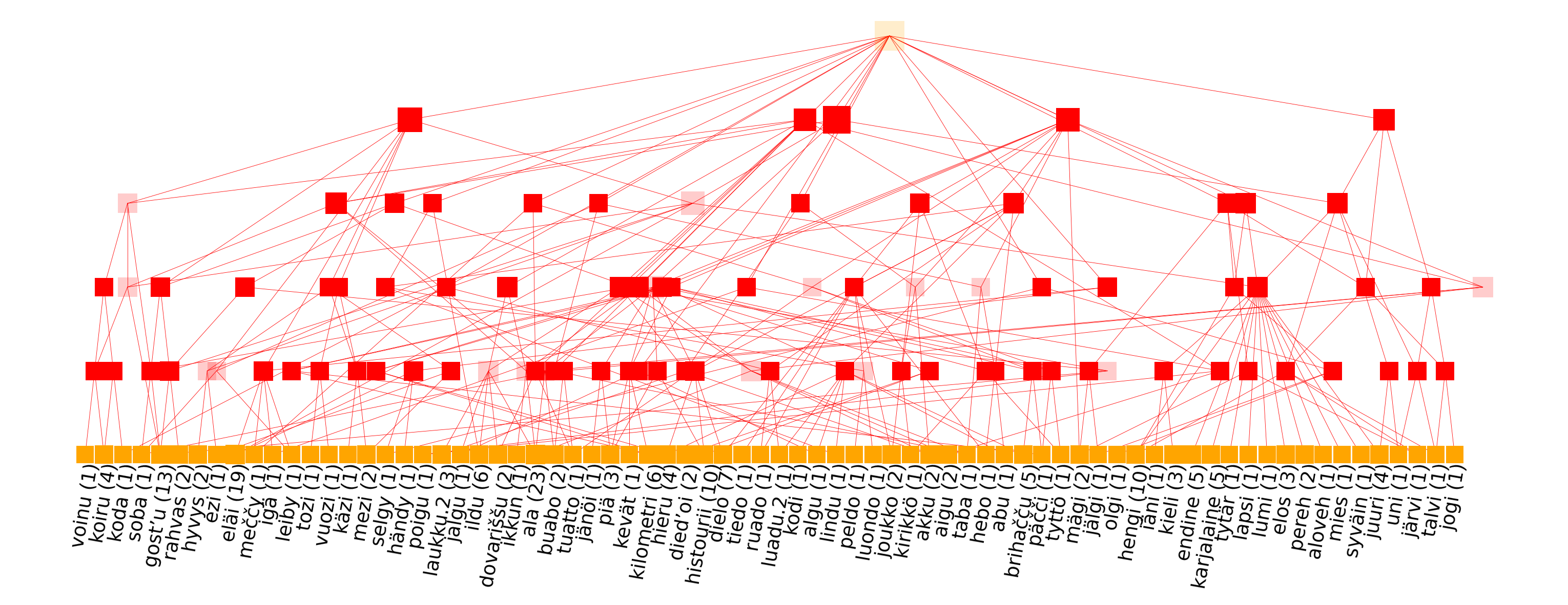 Horizontal Lattice on a sample of Livvi Karelian nouns and cells